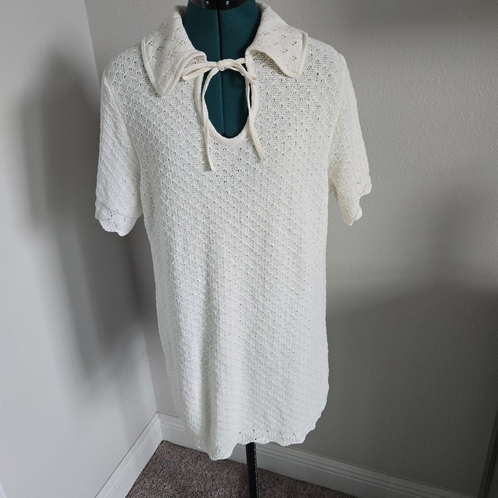 Divided by H&M Womens Cream Sweater Minidress Size Large Lace-like Accents